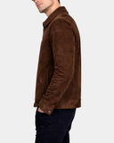 Men's Larry Zenith Brown real suede Harrington jacket side view