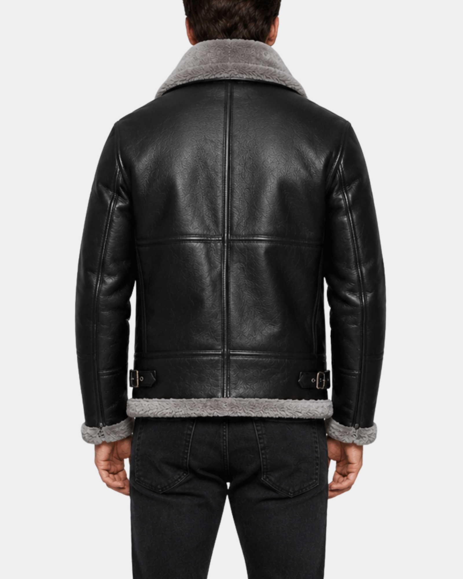 Men’s Black RAF B3 Leather Bomber Jacket front open view