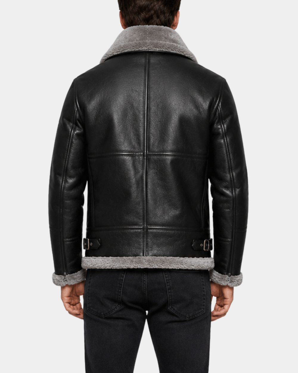 Men’s Black RAF B3 Leather Bomber Jacket front open view