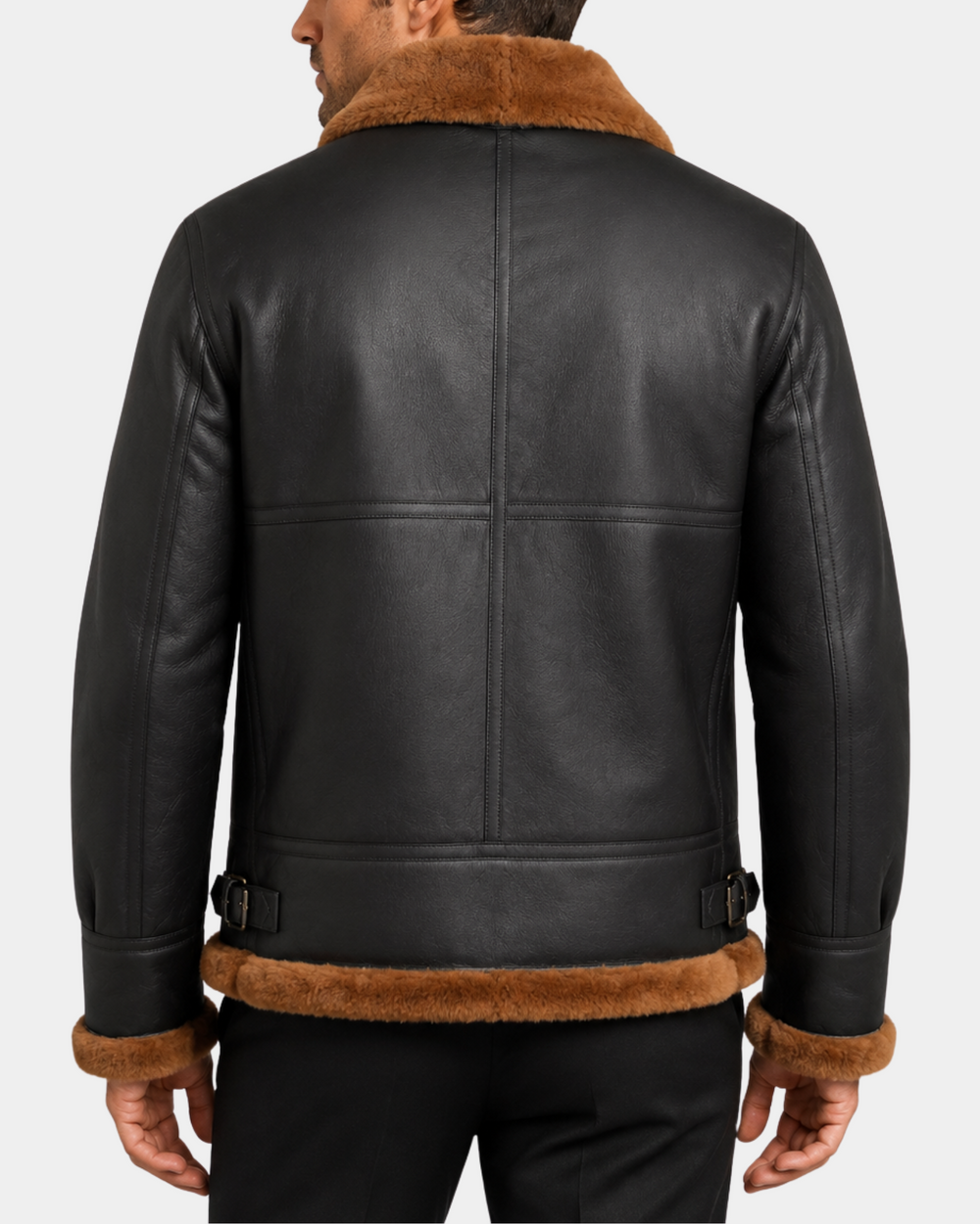 Men's Classic B3 Original Sheepskin Jacket Zenith Brown Ginger back view