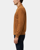 Men's Suede Bomber Varsity Jacket Reg Dynamo Tan side view