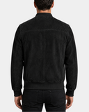 Men's Suede Bomber Varsity Jacket Reg Nova Black back view