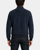 Men's Suede Bomber Varsity Jacket Reg Radient Blue back view