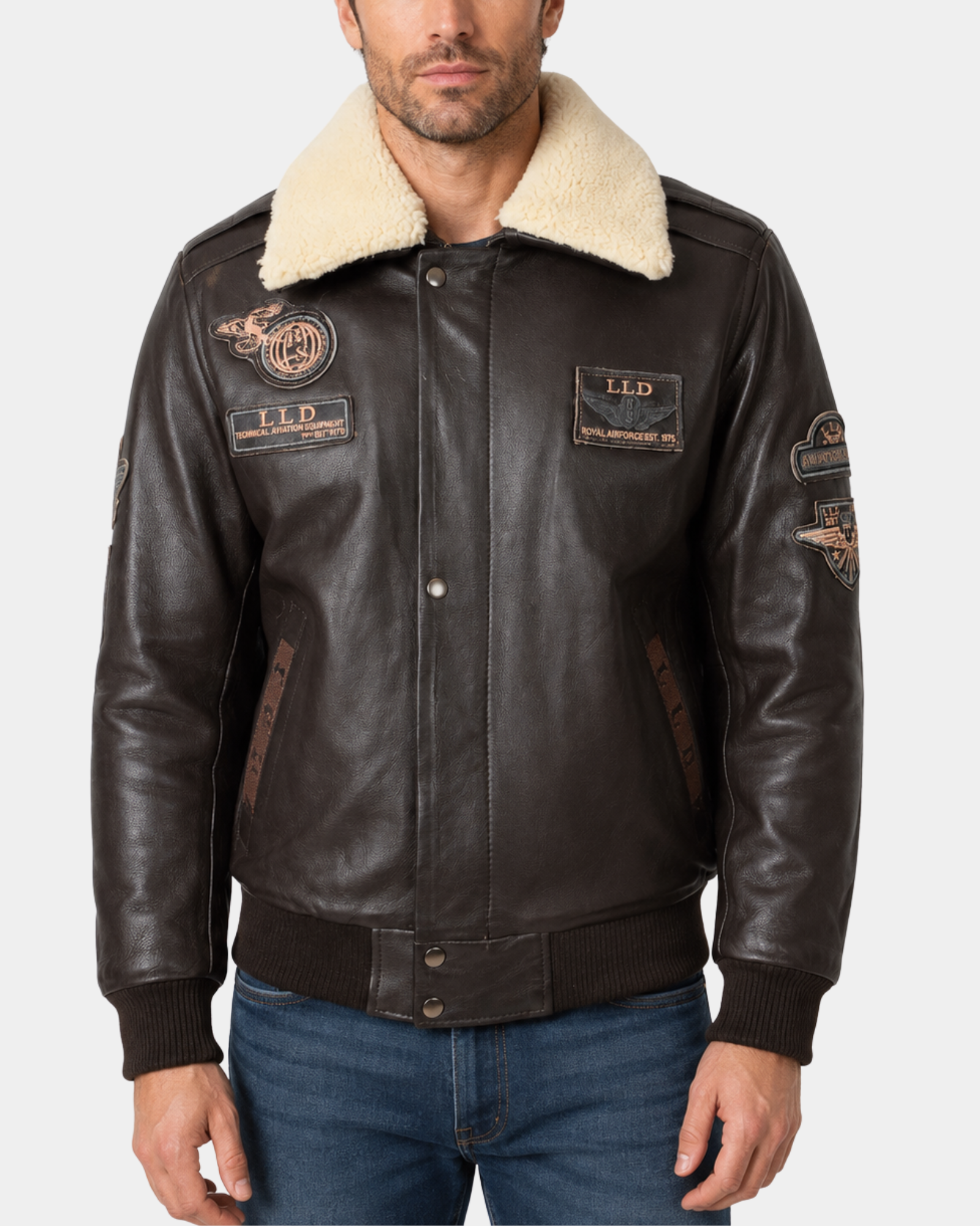 Pilot-N Zenith Brown leather jacket front closed