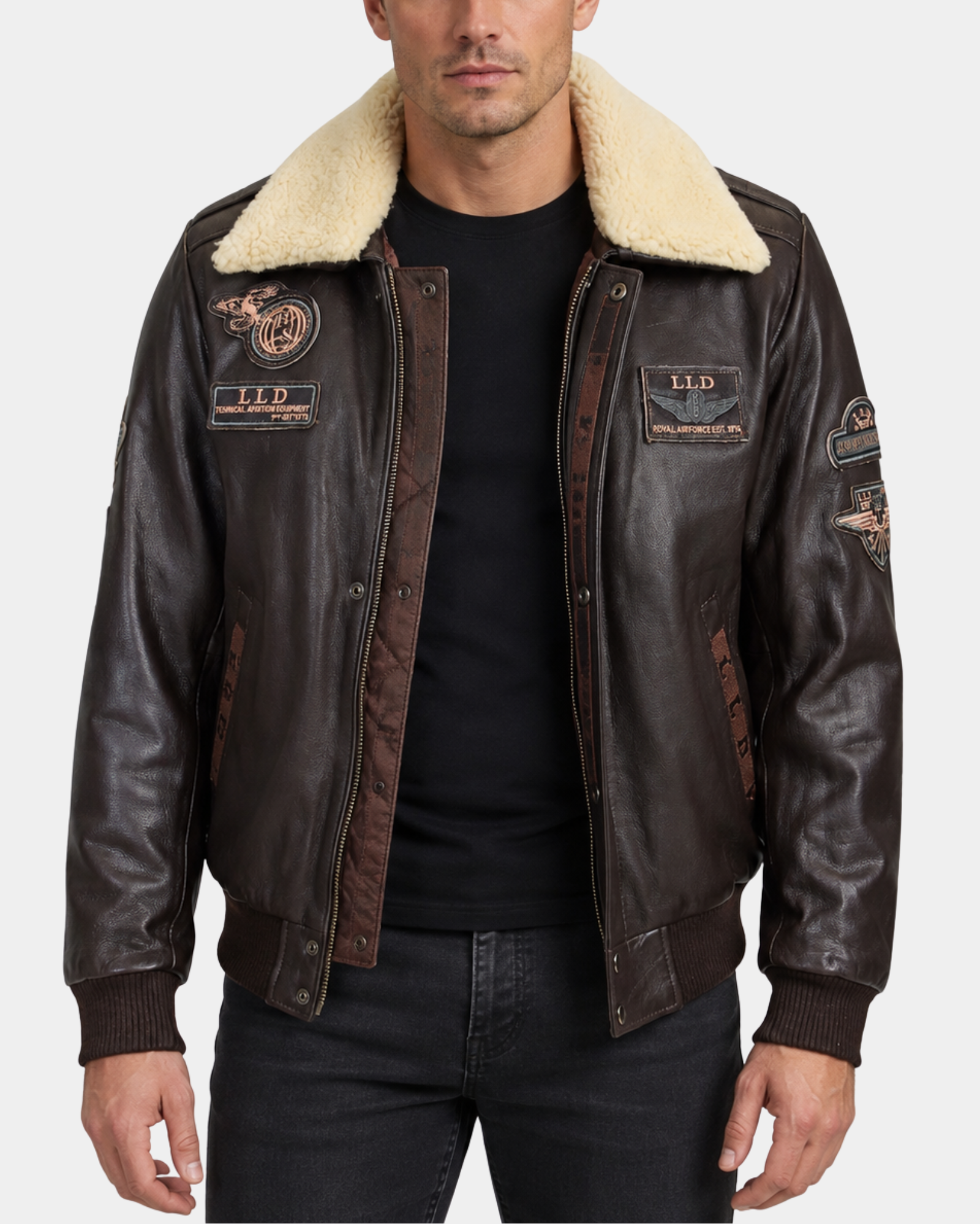 Pilot-N Zenith Brown leather jacket front open