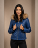 Women’s Detachable Hoodie Biker Leather Jacket – Lily Radiant Blue