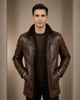 Chestnut Harbor Men’s Standing Collar Leather Car Coat