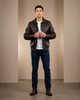 Men’s Bomber Leather Jacket Classic Style Jim – Zenith Brown Nappa