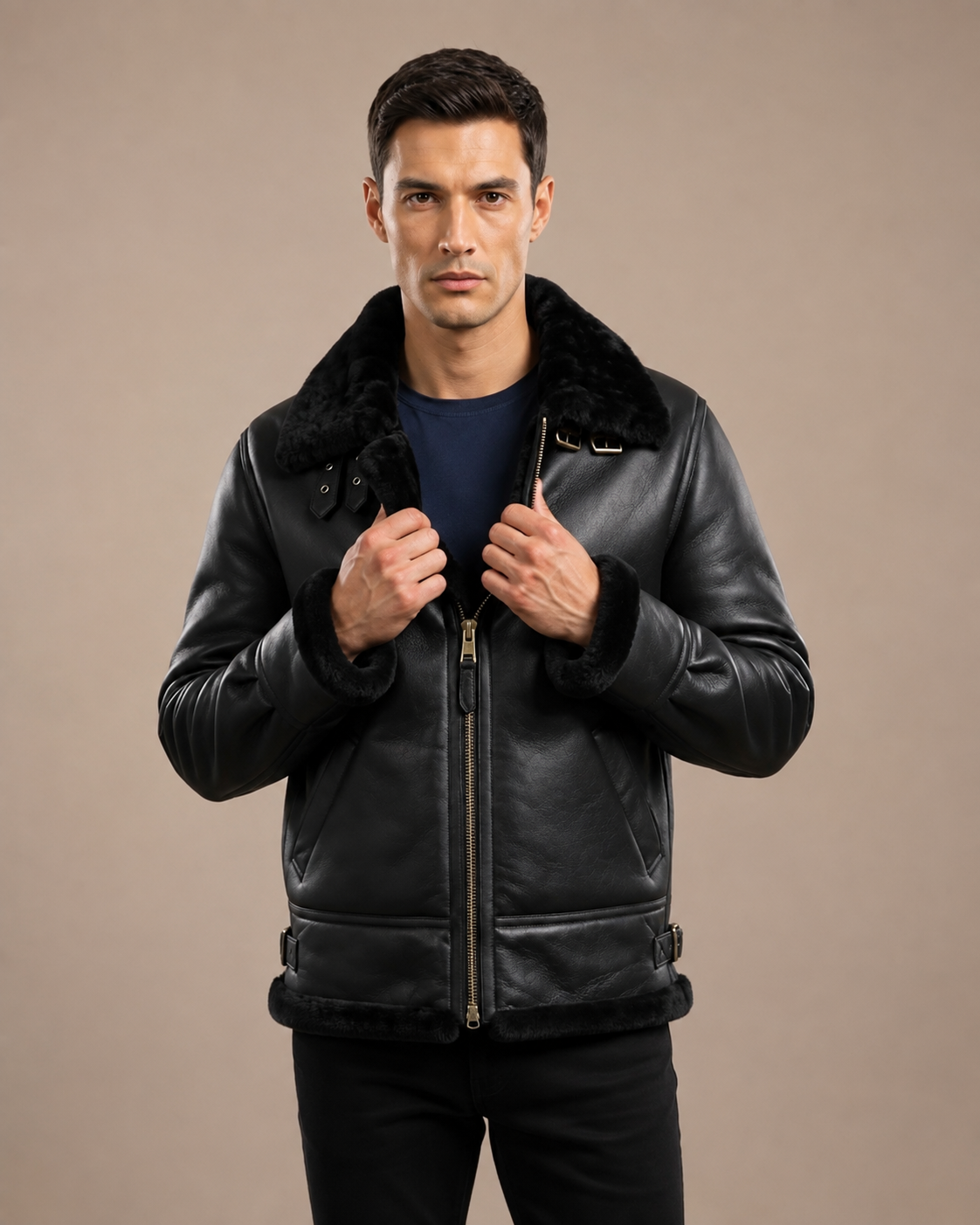 Men’s Classic B3 Original Sheepskin Jacket – Nova Black