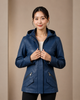 Azure Harbor Detachable-Hood Leather Coat Azure Blue
