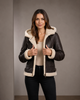 Women's Sheepskin B3 Detachable Hoodie Jacket Zenith Brown White