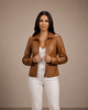 Women’s Classic Zip-Fastening Leather Jacket – Julia Dynamo Tan