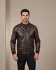 Men's Real Leather Bomber Jacket Raglan Shoulder Francis Zenith Brown