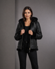 Women's Sheepskin B3 Detachable Hoodie Jacket Nova Black