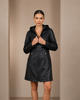 Noir Harbor Detachable Hood Leather Coat Black