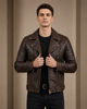 Men’s Biker Leather Jacket with Dual Zip Hook – Zenith Brown