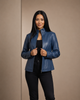 Women’s Classic Zip-Fastening Leather Jacket – Julia Radiant Blue