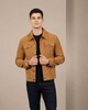 Men's Real Suede Trucker Harrington Jacket Daryl Dynamo Tan