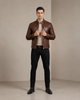 Men’s Leather Cafe Racer Biker Jacket Ron – Zenith Brown