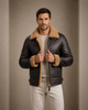 Men's Top Gun Style Sheepskin Jacket Oscar Zenith Brown Ginger