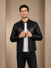 Mens Leather Cafe Racer Biker Jacket Charlie Black