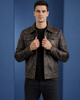 Men’s Leather Lee Rider Casual Two-Tone Jacket Terry – Nova Black