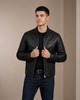 Men's Leather Standing Collar Jacket Paul Nova Black