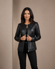 Women’s Classic Soft Leather Collarless Jacket – Nova Black