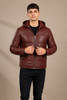 Men’s Leather Hooded Puffer Jacket – Infinite Burgundy