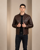 Men's Leather Standing Collar Jacket Paul Zenith Brown