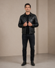 Men's Soft Leather Plain Zip Box Casual Jacket Frank Nova Black