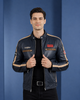 Men’s Real Leather Cafe Racer Biker Jacket with Badges – Luna Navy