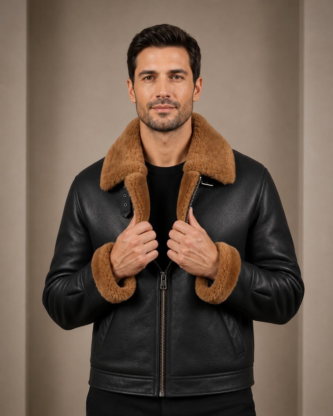 Men's Classic B3 Original Sheepskin Jacket Zenith Brown Ginger