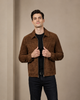 Men's Real Suede Casual Harrington Jacket Larry Zenith Brown