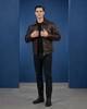 Men’s Leather Zip-Front Harrington Jacket James – Zenith Brown
