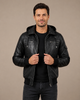 Men’s Leather Bomber Jacket with Hoodie – Bronx Nova Black