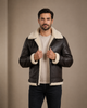 Men's Top Gun Style Sheepskin Jacket Oscar Zenith Brown White