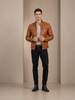 Men’s Biker Leather Jacket with Standing Collar Bowie – Dynamo Tan