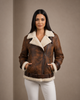 Women’s Sheepskin Aviator Cross-Zip Pilot Jacket – Zenith Vintage Brown