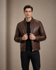 Men's Soft Leather Casual Plain Zip Jacket Matt Zenith Brown