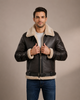 Men’s Bomber Flying Aviator B3 Real Leather Jacket with Double Collar – Zenith Brown (MF7)