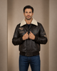 Men's Leather Jacket with Detachable Collar Pilot-N Zenith Brown