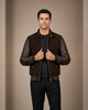 Men's Leather and Suede Bomber Varsity Jacket Bradley Zenith Brown