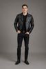Men’s Biker Leather Jacket Single Zip Hook – Nova Black