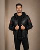 Men's Real Leather Bomber Zip Jacket Hooded RAMMY Nova Black