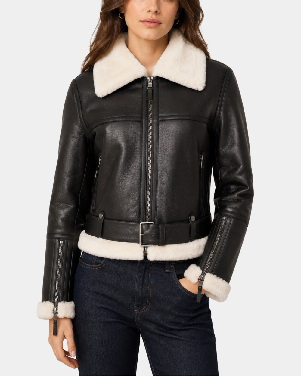 Women's Sheepskin Aviator RAF Pilot Jacket - alternate colorway