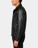 Men's Leather Bomber Blouson Jacket Robert Nova Black side view