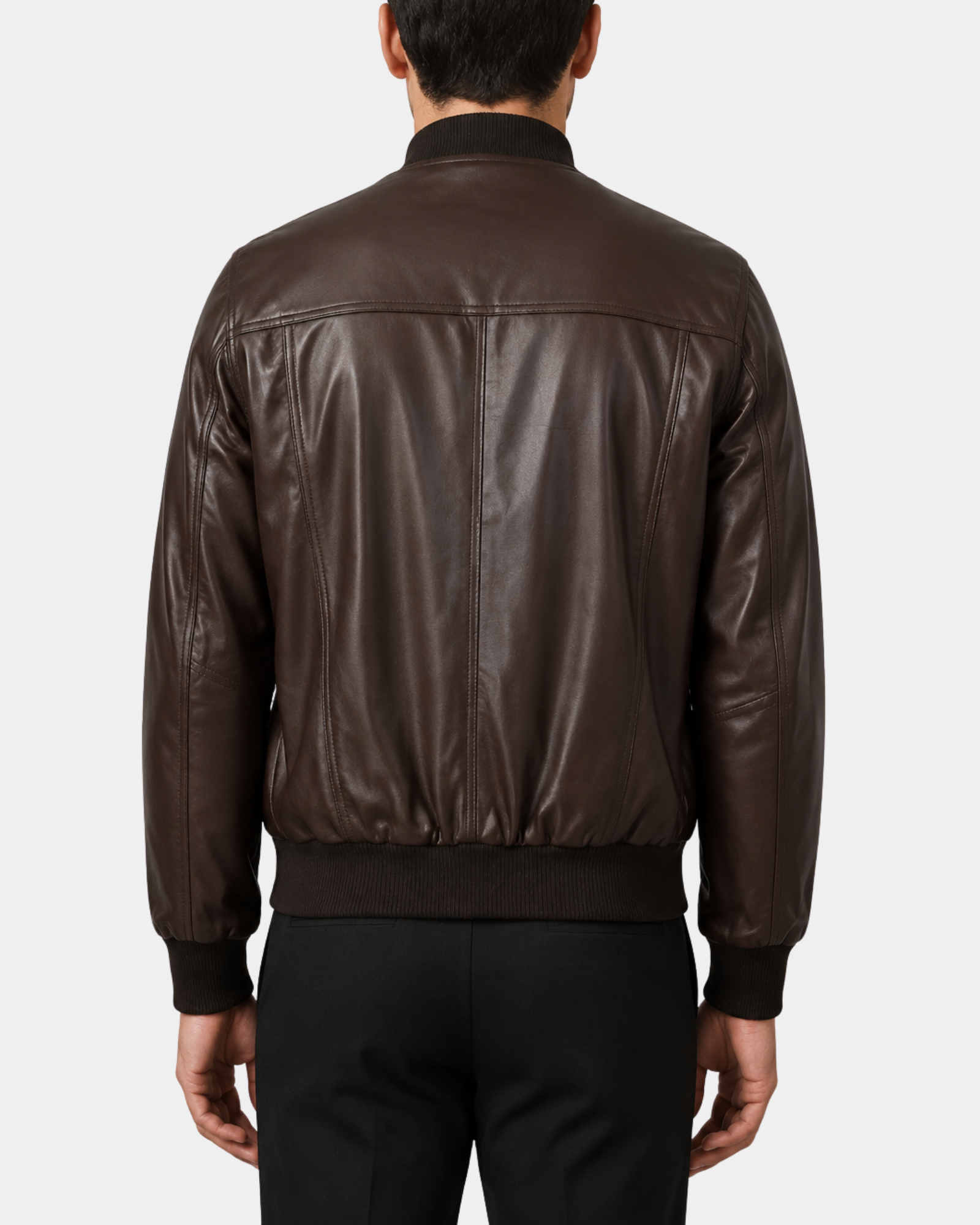 Men's Leather MA-1 Bomber Jacket Ryan Zenith Brown back view