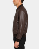 Men's Leather MA-1 Bomber Jacket Ryan Zenith Brown side view