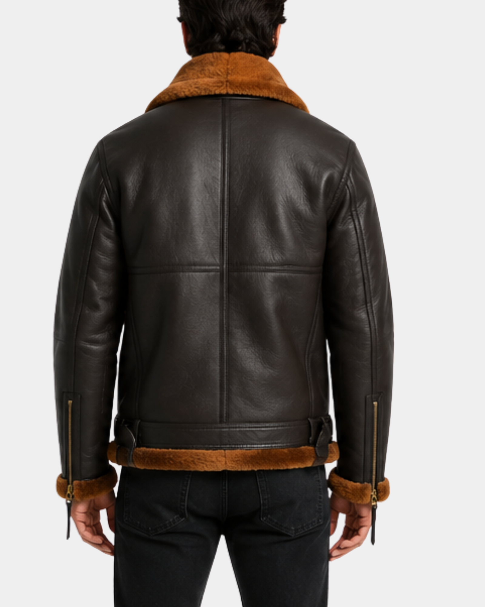 Men's Original RAF Flying Sheepskin Jacket Tyler Zenith Brown Ginger back view